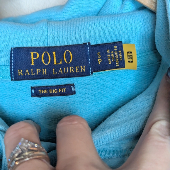 Polo Ralph Lauren Women’s Big Fit Fleece Hoodie Sweatshirt Aqua Size SP Petite - Picture 7 of 15